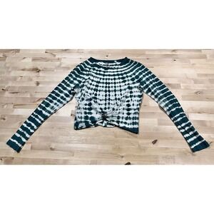 Victoria's Secret PINK Green Tie-Dye Tie Front Long Sleeve Tee Size Large